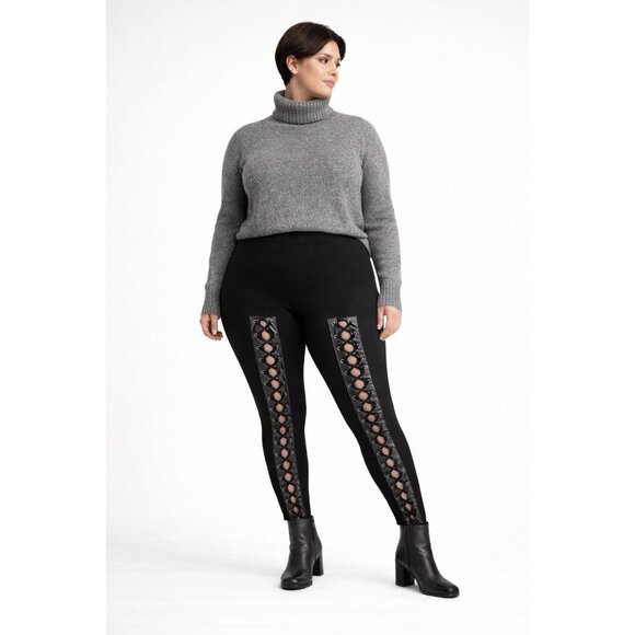 No Brand Pants - 🖤 NWT Black Lace Up Corset Style Leggings Plus Size 3XL 🖤